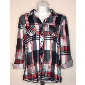 Rue 21 Red Checkered Button Down Long Sleeve Shirt